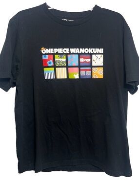 Uniqlo UT x One Piece Shirt Mens L Black Wanokuni Graphic Tee Cotton Stretch